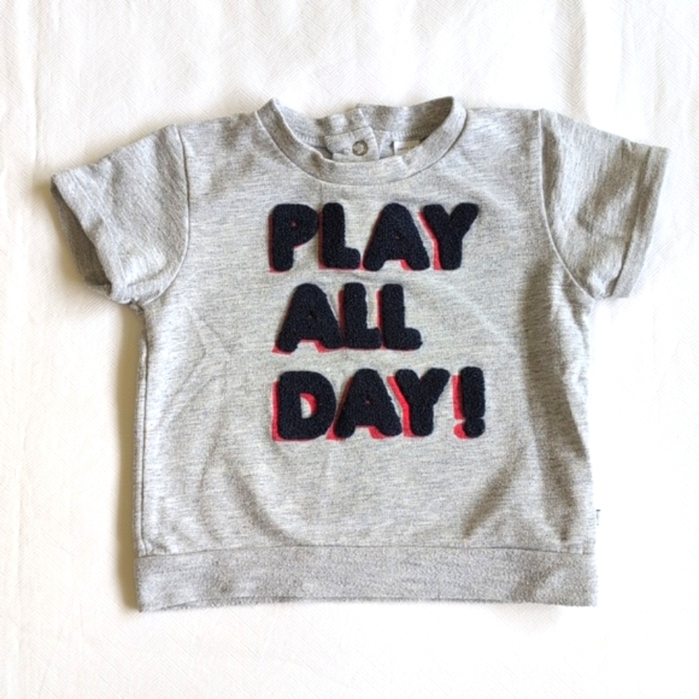 petit lem boucle 'play all day' graphic t-shirt 9 months baby unisex